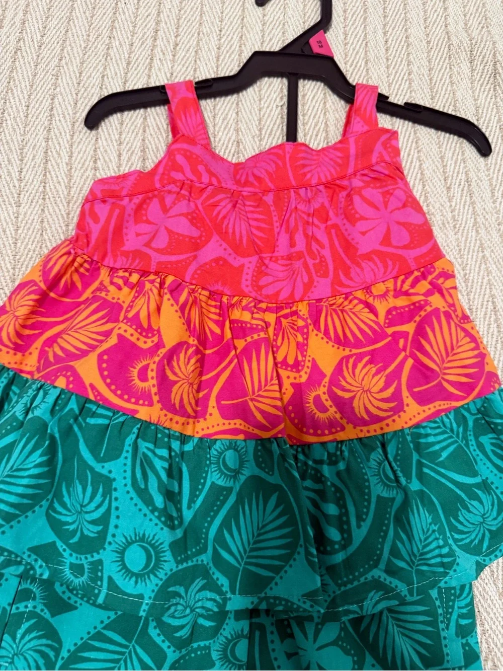 wonder nation Pink/Orange/Green Tiered Tropical Tank & Skort Set